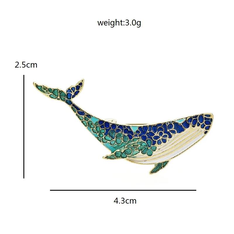 Wuli&baby New Enamel Whale Brooches For Women High Quality Dolphin Sea Fish Brooch Pins Gifts