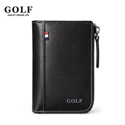 GOLF Leather Card Holder Men Gentleman Wallet with Zipper Bank Business Id Card Organizer Money Clip Coin Pouch Handbags Simple