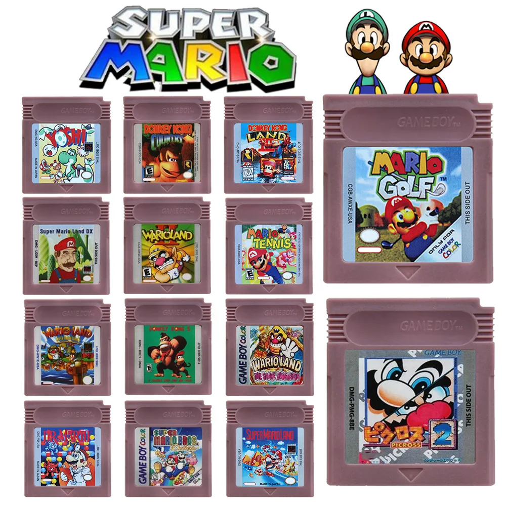 Mario Series GBC 16 Bit Game Video Game Cartridge Console Card Wario Land Donkey Kong Wario Land 2 Yoshi for GBC