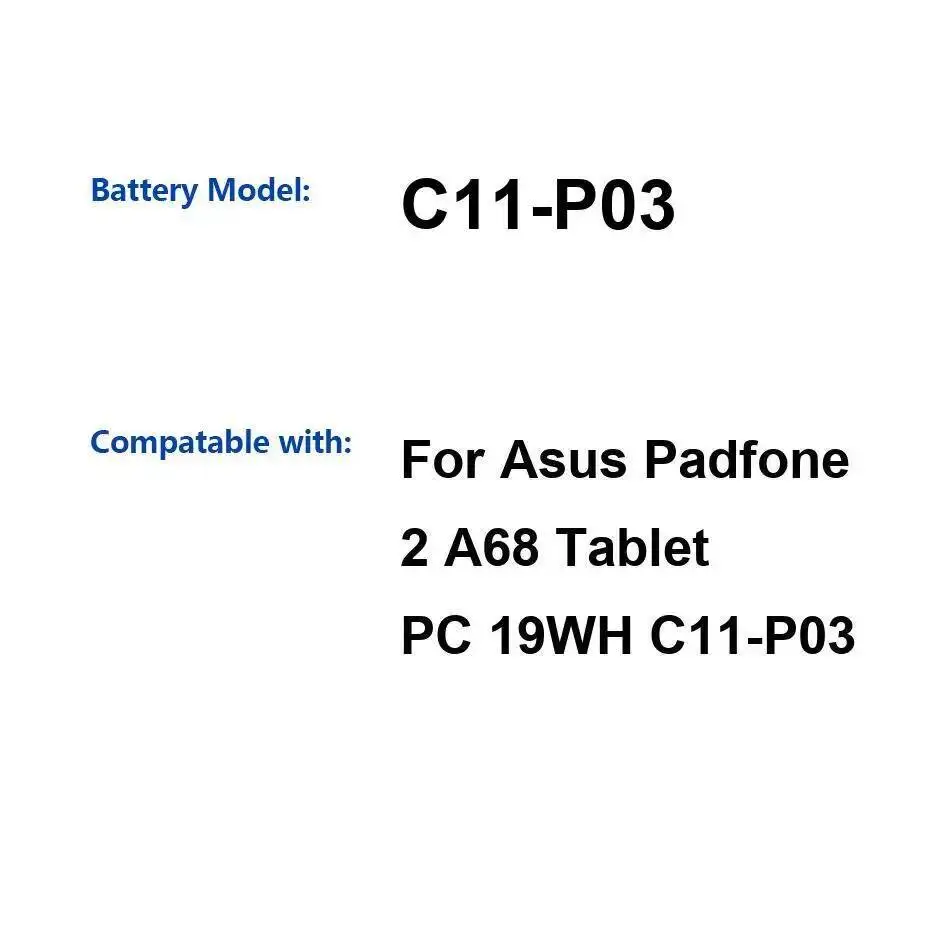 

Для Asus Padfone 2 A68 планшетный ПК C11-P03 аккумулятор 5000 мАч большой емкости экологически чистый