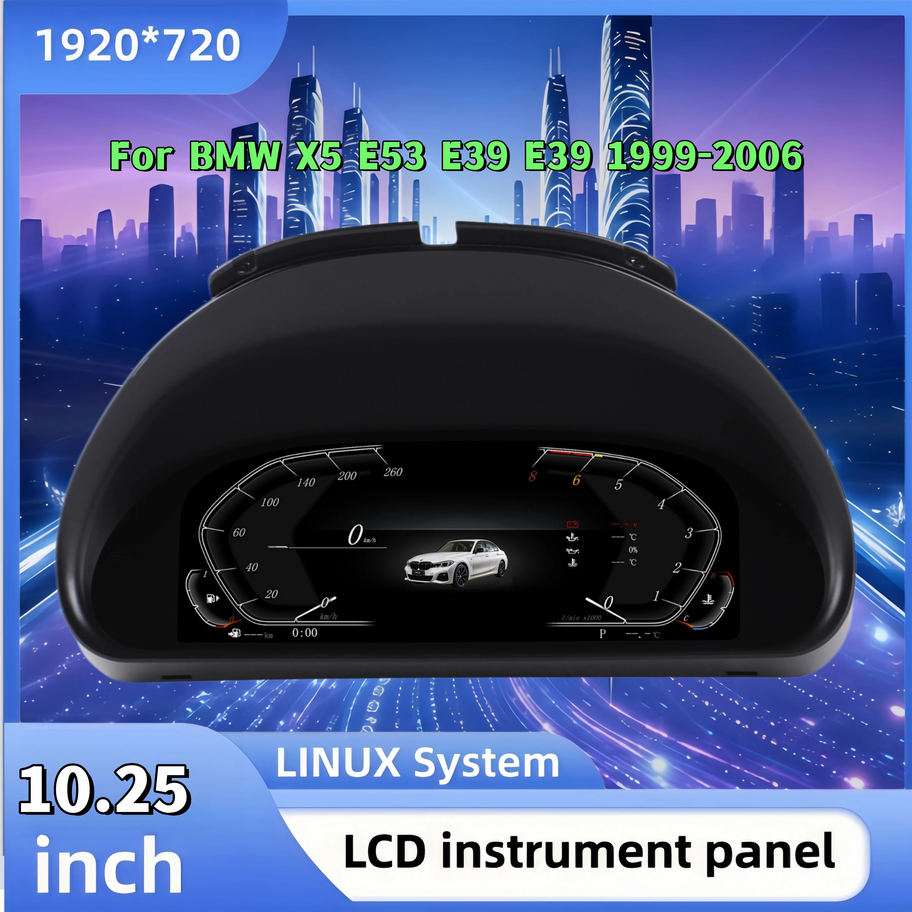 10.25’’ LCD Digital Instrument Cluster For BMW X5 E53 E39 E38 1999-2006  Virtual Cockpit Speedometer Display  LINUX System
