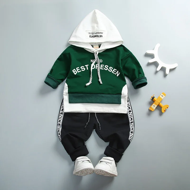 Baby Spring Autumn Hooded Suit Boys Two-piece Baby Clothes New Kids 1 2 3 4 Years Old Cotton Outfits Girl Long Sleeve Tracksuit