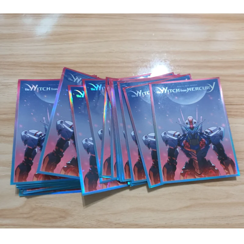 60Pcs/Set 67*92mm Anime Mobile Suit Gundam The Witch From Mercury TCG Game Flash Card Sleeve Hobbies Collectibles Gift Toys