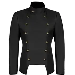 Men's Steampunk Black White Jacket Retro Vintage Coat Gothic Military Blazer Victorian Performance Costume