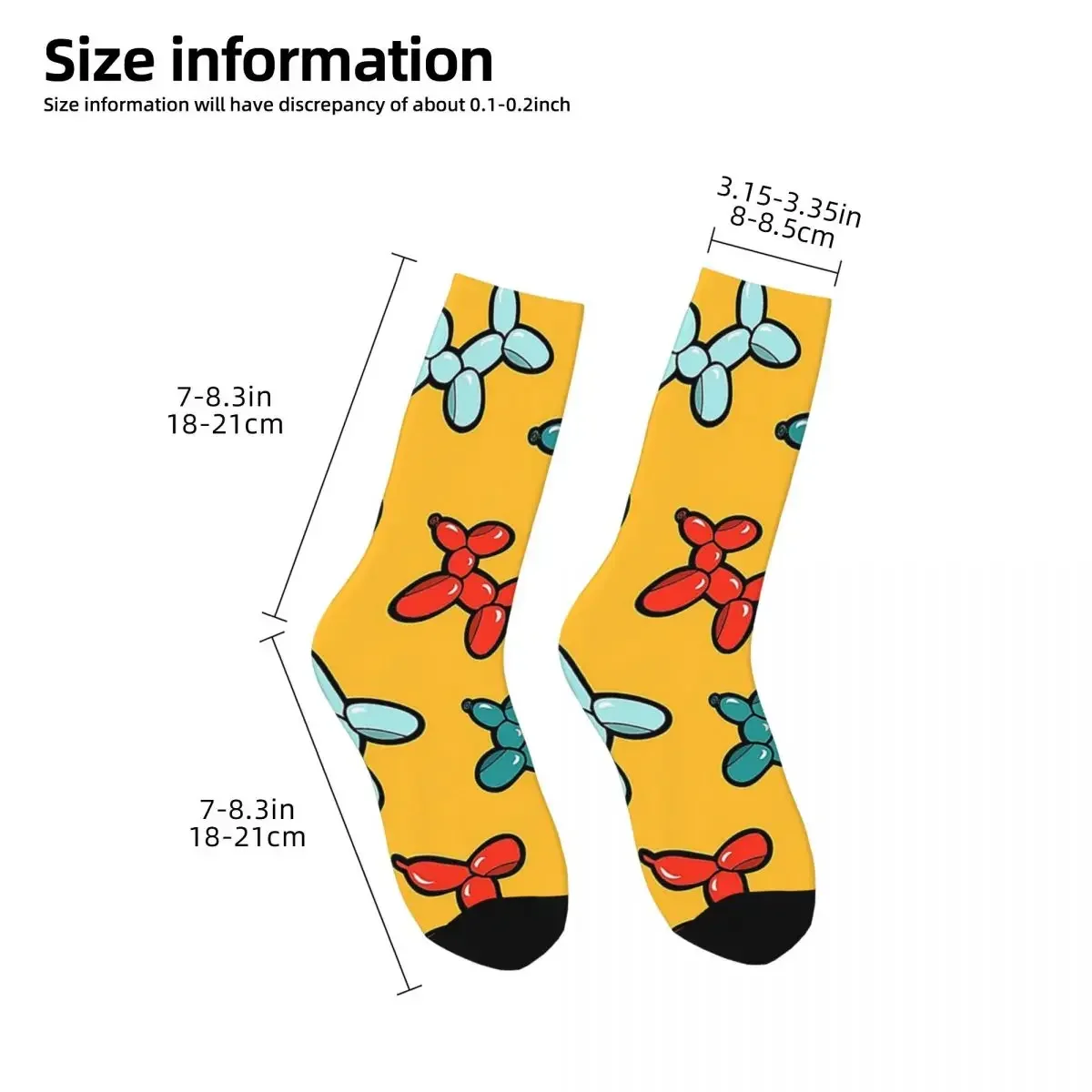 Balloon Animal Dogs Pattern In Yellow Socks Sweat Absorbing Stockings All Season Long Socks for Man's Woman's Birthday Present