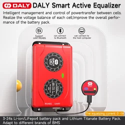 DALY Smart BMS aktywny Balancer 1A Lifepo4 4S 12V 8S 24V 16S 48V 3S 6S 7S 10S 12S 13S 14S korektor do baterii litowo-18650