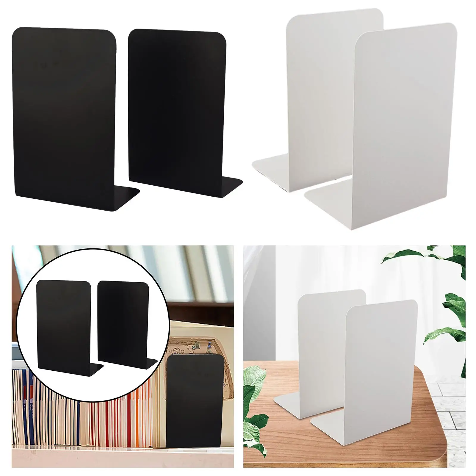 Sujetalibros de Metal de 2 piezas, soporte decorativo para libros, organizador de libros resistente moderno, extremos para estantes, papelería para