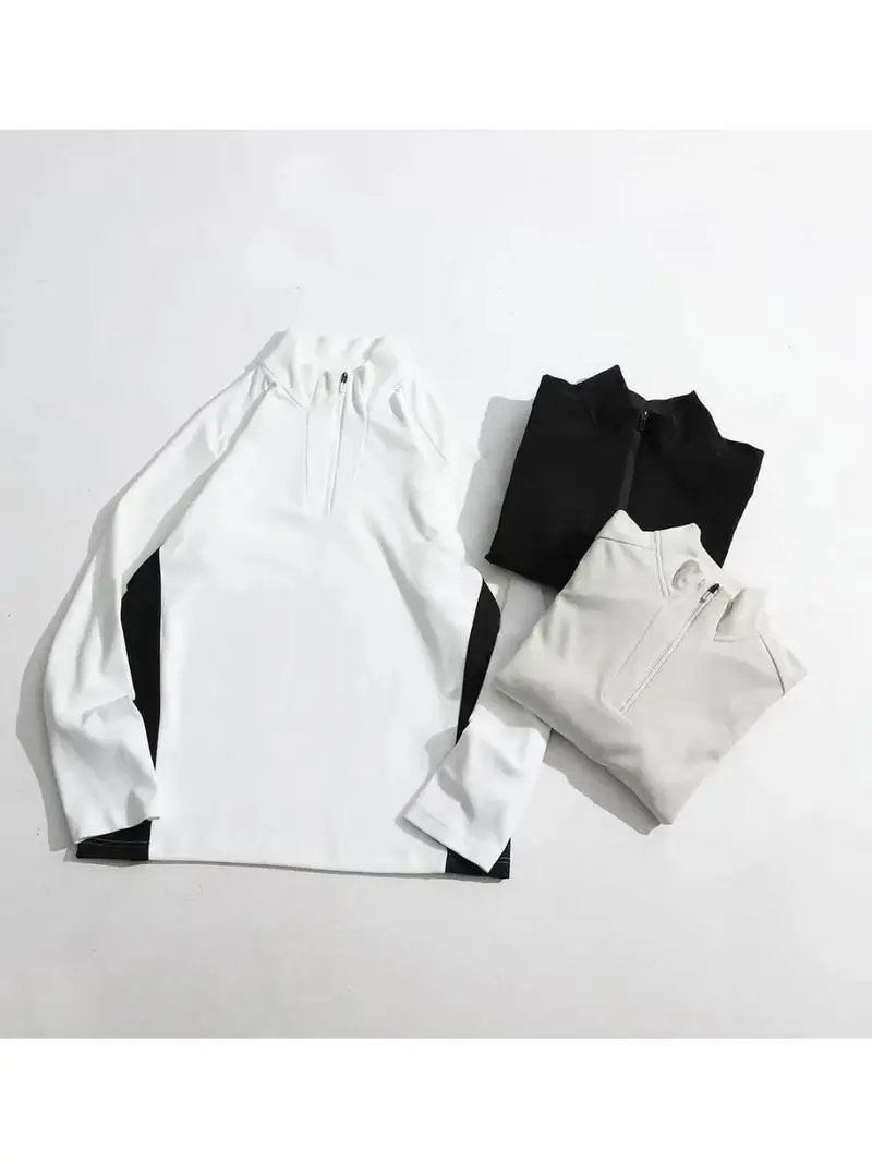 

Outdoor Sports Long Sve T-irt Men's Soft Skin-friendly Elastic f Zipper Stand Collar Warm Base Layer Autumn Winter Ne...