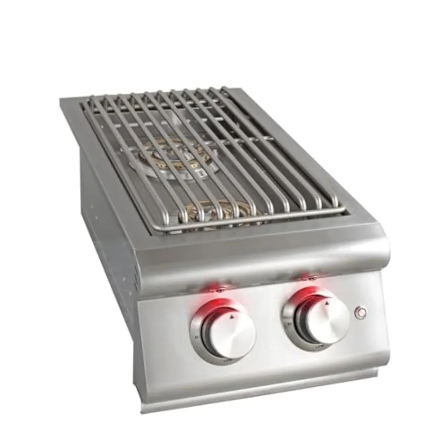 

Heavy-Duty Stainless Steel Outdoor Blaze Double Side Burner Propane LP Grill Barbeque with LED Lights Thermometer for Backyard