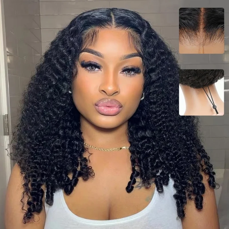 200% Density Human Hair Wigs Bob Burmese Curly Glueless Wigs Pre Plucked Pre Bleached Pre Cut 6x5 HD Lace Front Closure Wigs For Women Side Part Natural Black Put On And Go Curly Lace Wigs For Beginner Friendly Short Bob Wigs For Summer