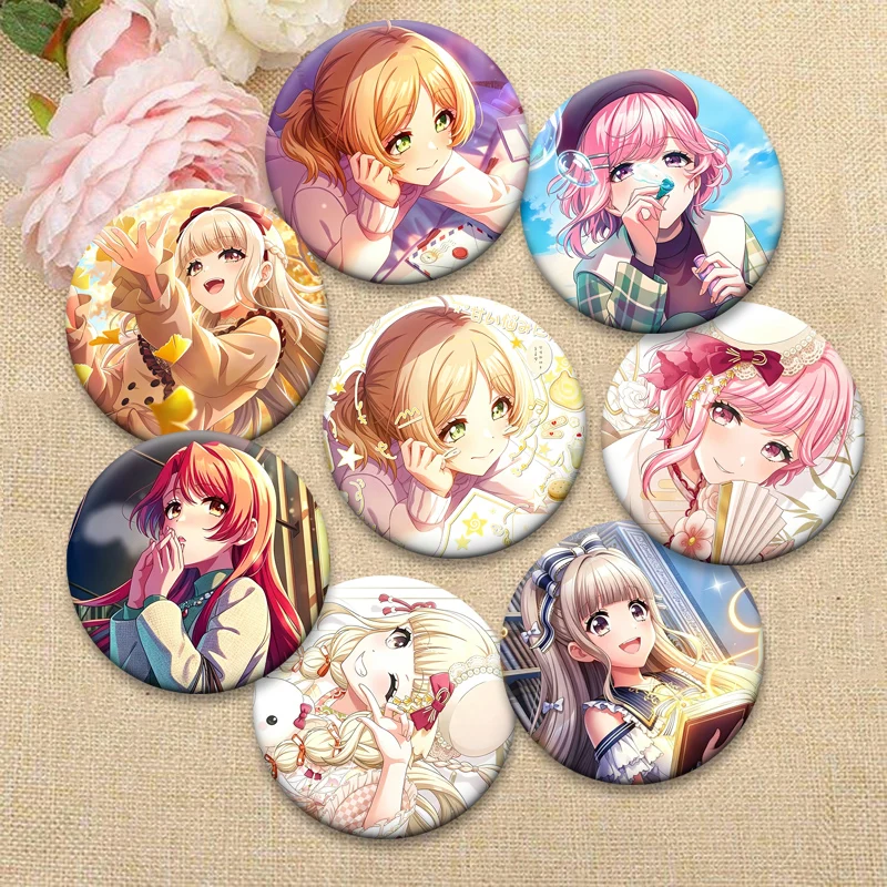 Anime D4DJ Lyrical Lily Brooches Pins Miyu Sakurada,Haruna Kasuga,Kurumi Shiratori,Miiko Takeshita Badge Bag Accessories Gifts