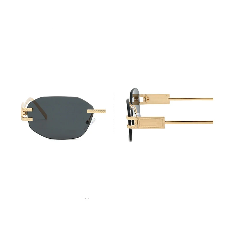 Retro Rahmenlose Sonnenbrille Frauen 2025, Neue Trendy Mode Marke Sonnenbrille Damen Hohe Qualität Klassische Männer Luxus Brillen UV400 – Detail 4