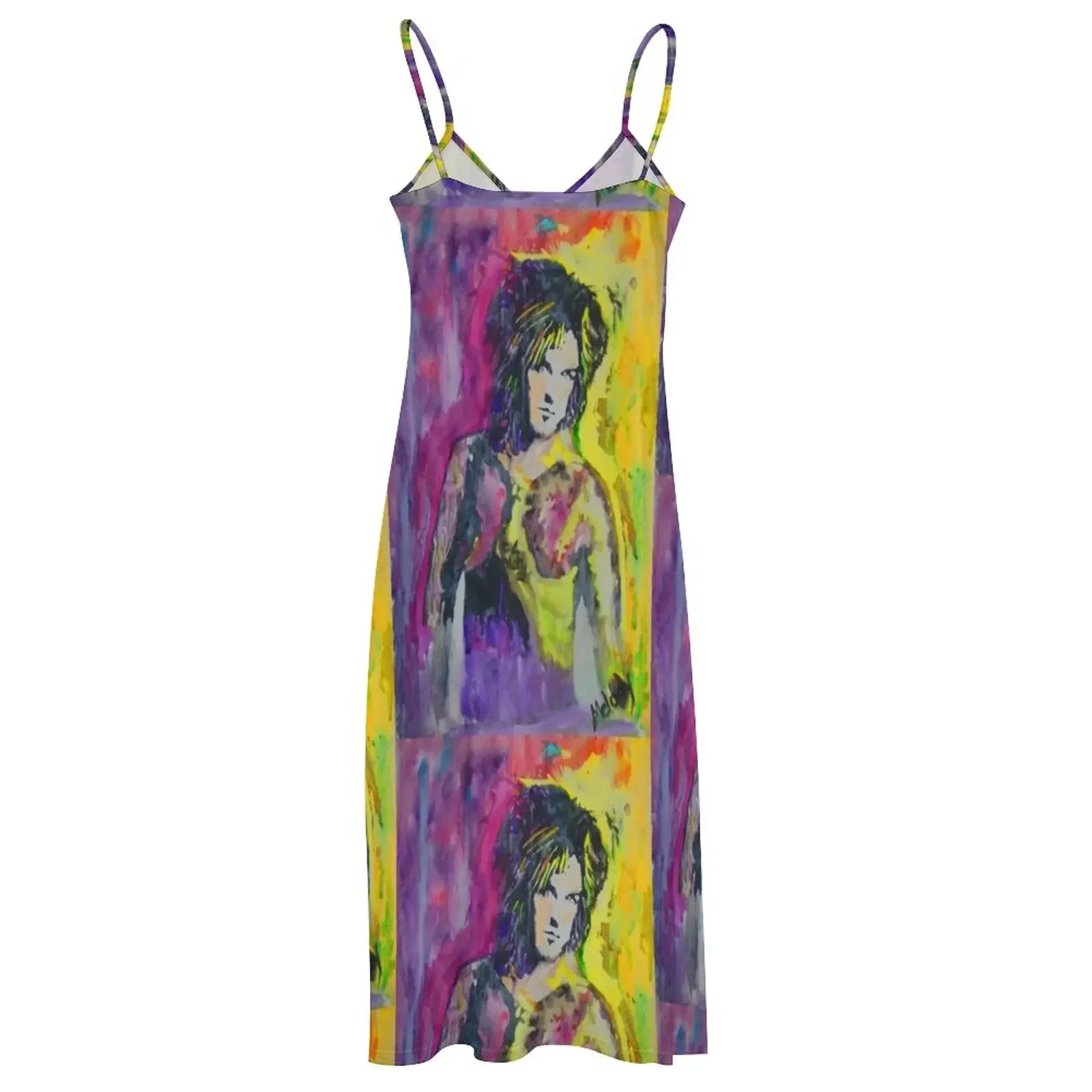 Nikki Sixx vestido sem mangas aquarela para mulheres, vestido longo de baile