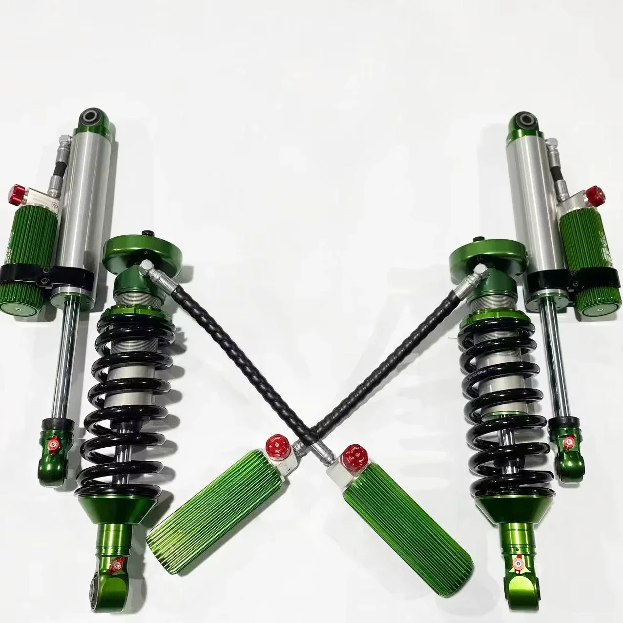 Green 2-inch Lift Kit Front/Rear 2.5-inch Diameter Shock Tubes Dual Adjustable Compression Rebound