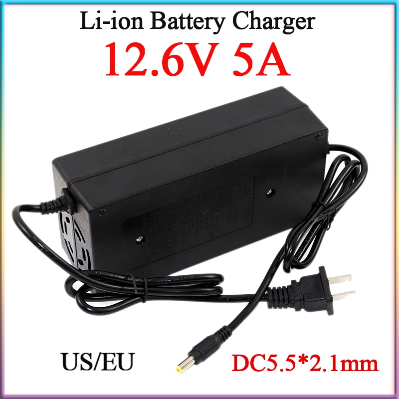 New 12.6V 5A Lithium Battery Charger AC110-220V to DC For 3 Series 12V Power Supply Sprayer etc Li-ion Cells Fast&Safe Charging