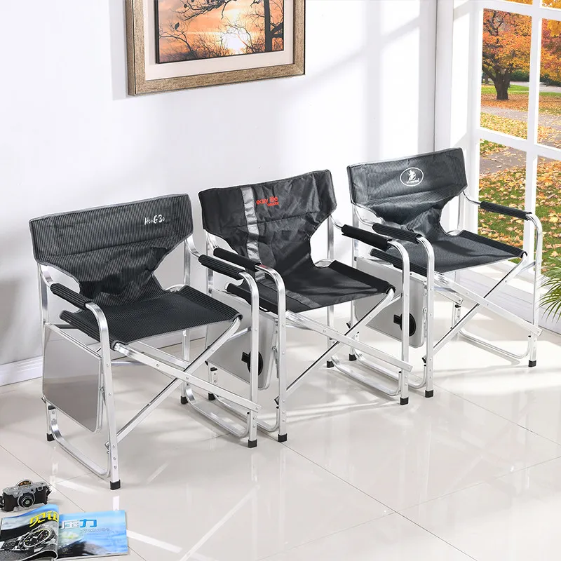 Folding Director’s Chair with Side Table Portable Makeup Artist Chair with 300 lbs Capacity for Bar Height Use Studio Chair