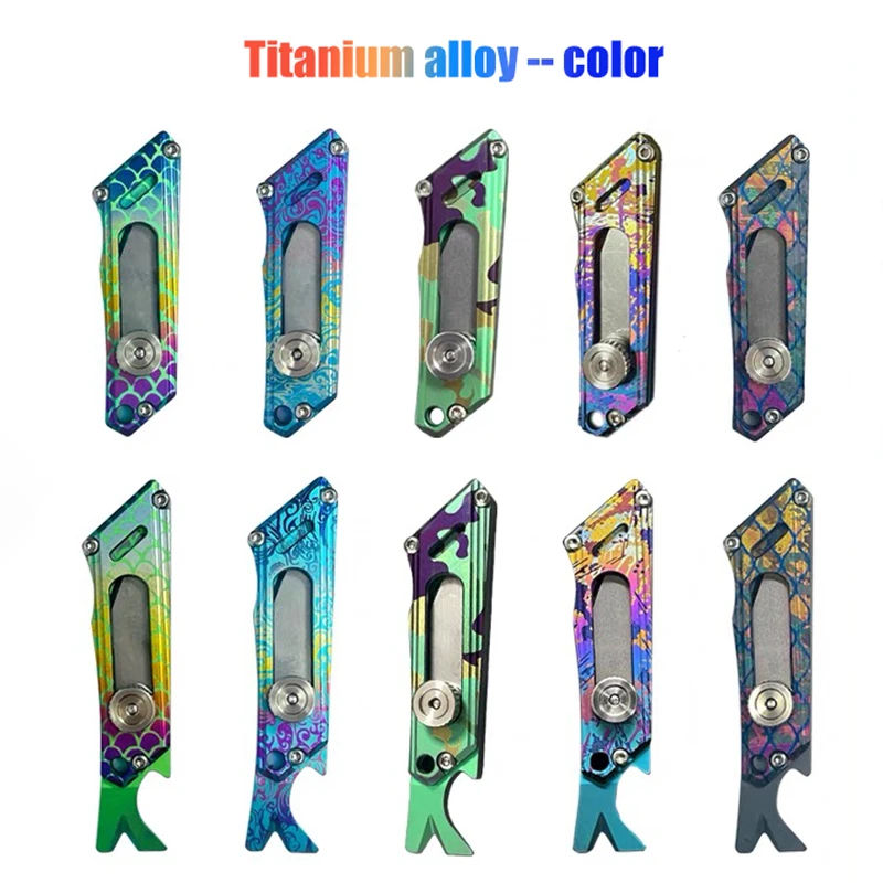 Multi-function Titanium Alloy Mini Utility Knife Pequeno Crowbar Saca-rolhas Extrator de Unhas Chaveiro Portátil Cor
