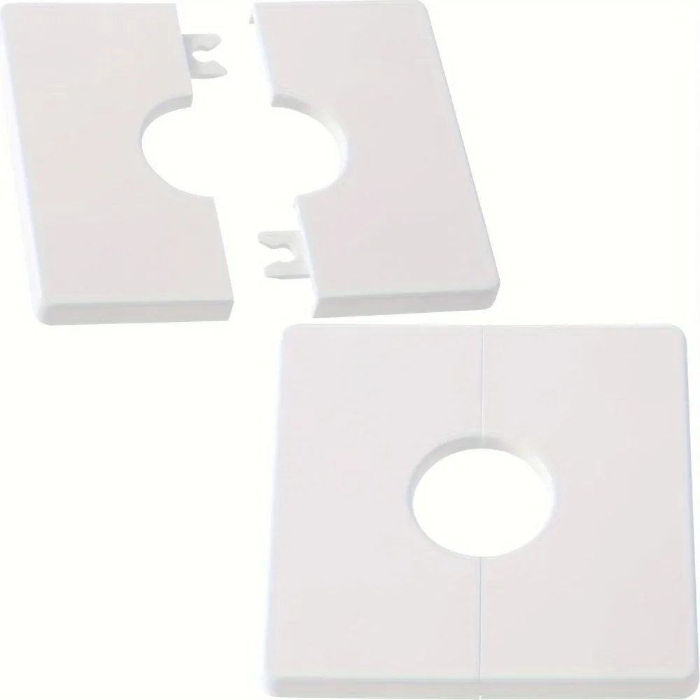 1 pcs ABS Plastic Pipe Cover, white/gray/golden. self-adhesive square split flap, decorative shielding for pipe installation.