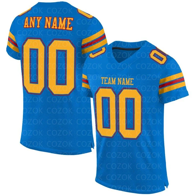 Blue Color series Customized Football Jersey for Men Football Short Sleeves Athletic Tee Shirts