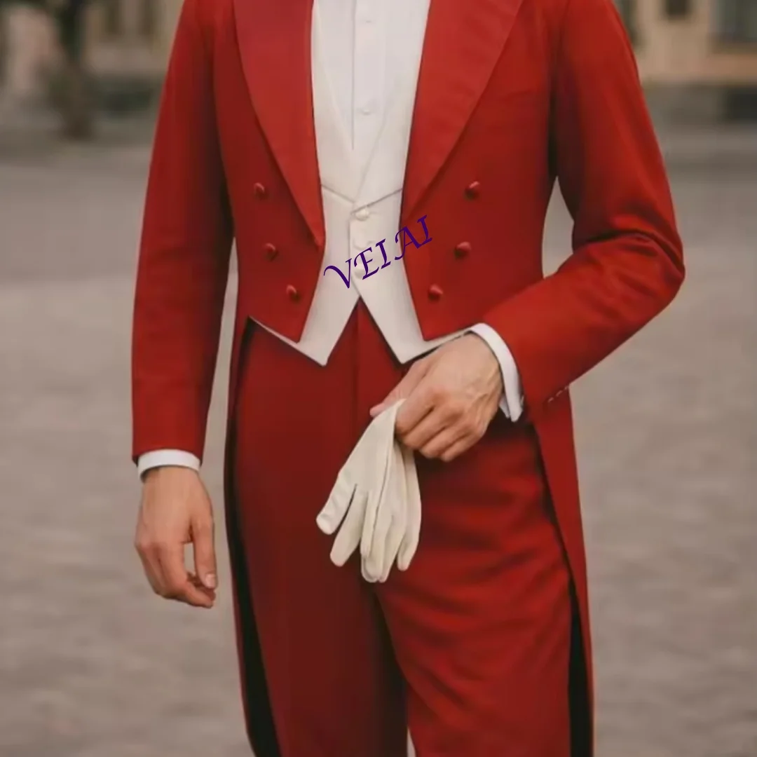 

Индивидуальный пошив: винтажный свадебный фрак бордового цвета, комплект из трех предметов