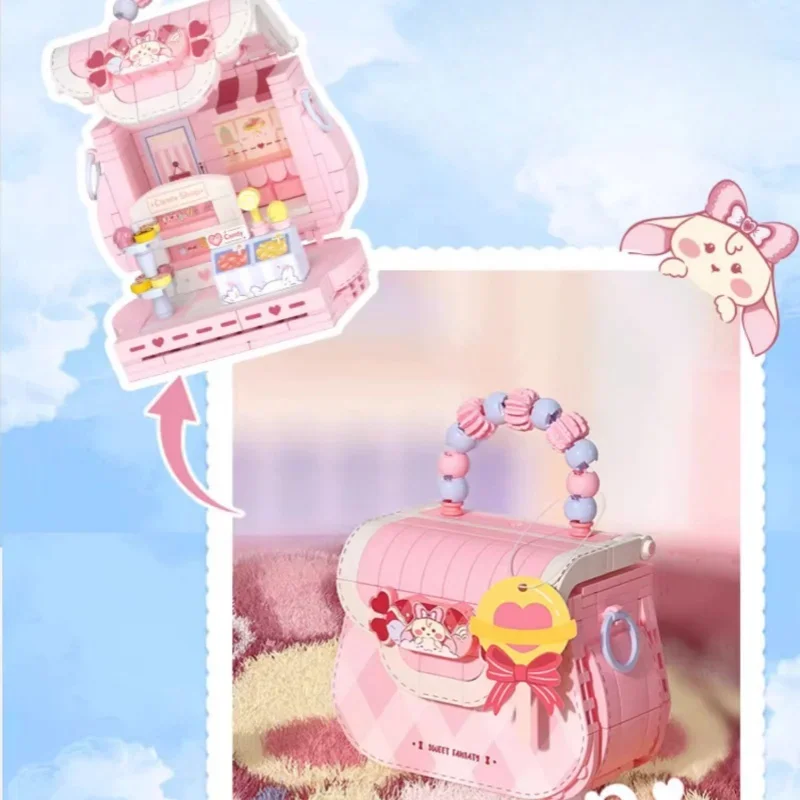 Mini bolsa Meow suave y bonita, serie de bonitos bloques de construcción, juguete educativo de princesa para niños, modelo de adornos, regalo