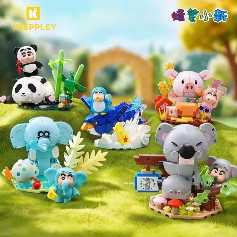 Bloques de Construcción Keeppley, Crayon Shin Chan, Amigos de los Animales, Panda, Koala, Pingüino, Modelo de Cerdo, Adorno, Juguete Coleccionable, Regalo