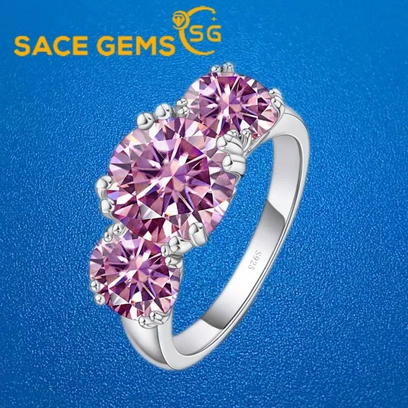 

SACE GEMS GRA Certified 5CT Moissanite Ring VVS1 Lab Diamond Solitaire Ring for Women Engagement Promise Wedding Band Jewelry