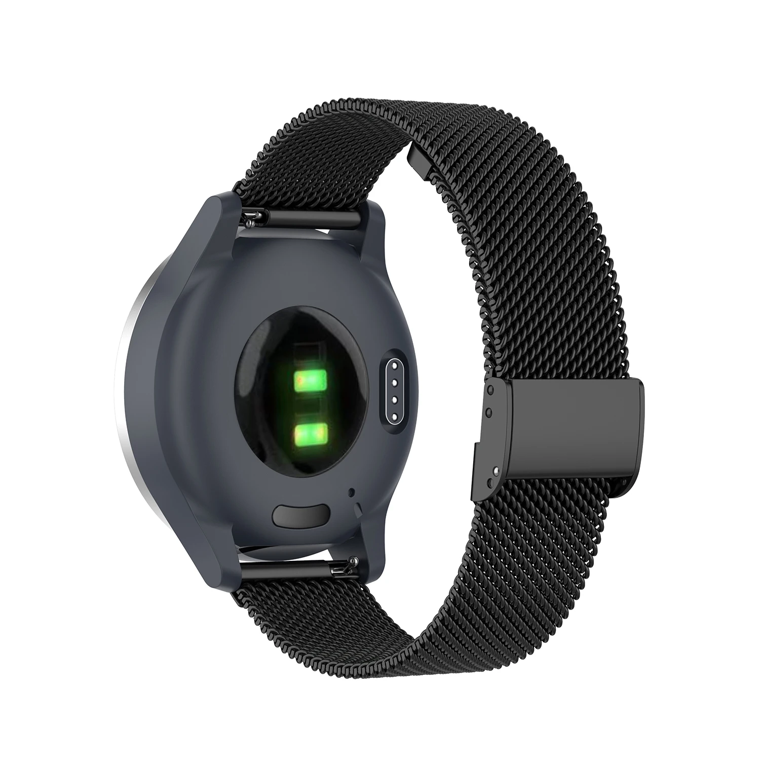Cinturino per orologio in acciaio inossidabile con maglia da 18 mm per Garmin Vivomove 3s / Vivoactive 4s, cinturino da polso regolabile Smart Watch - Nero