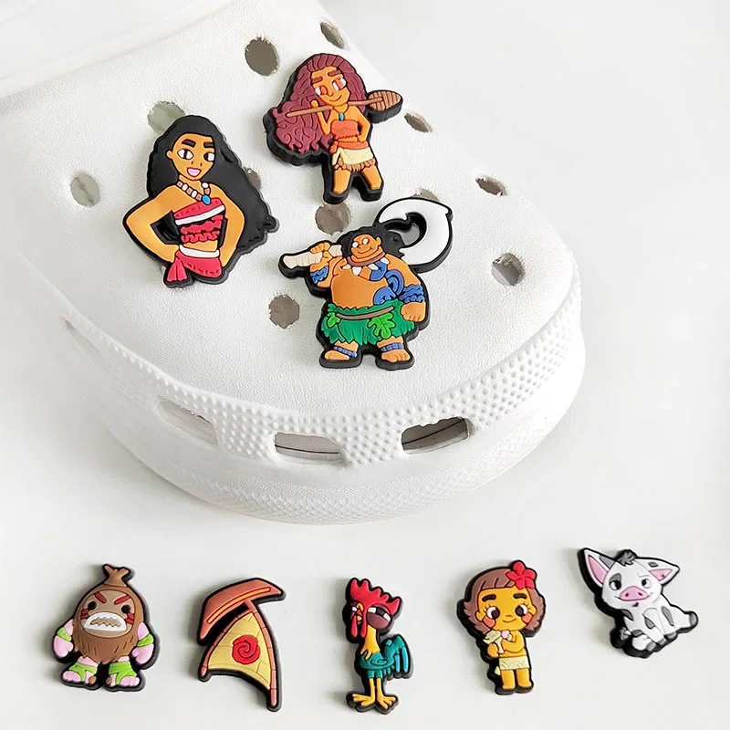 12Pcs Moana Series Cute Shoe Charms for Clogs Bubble Slides Sandals PVC Shoe Decorations Buckle Accessories for Kids