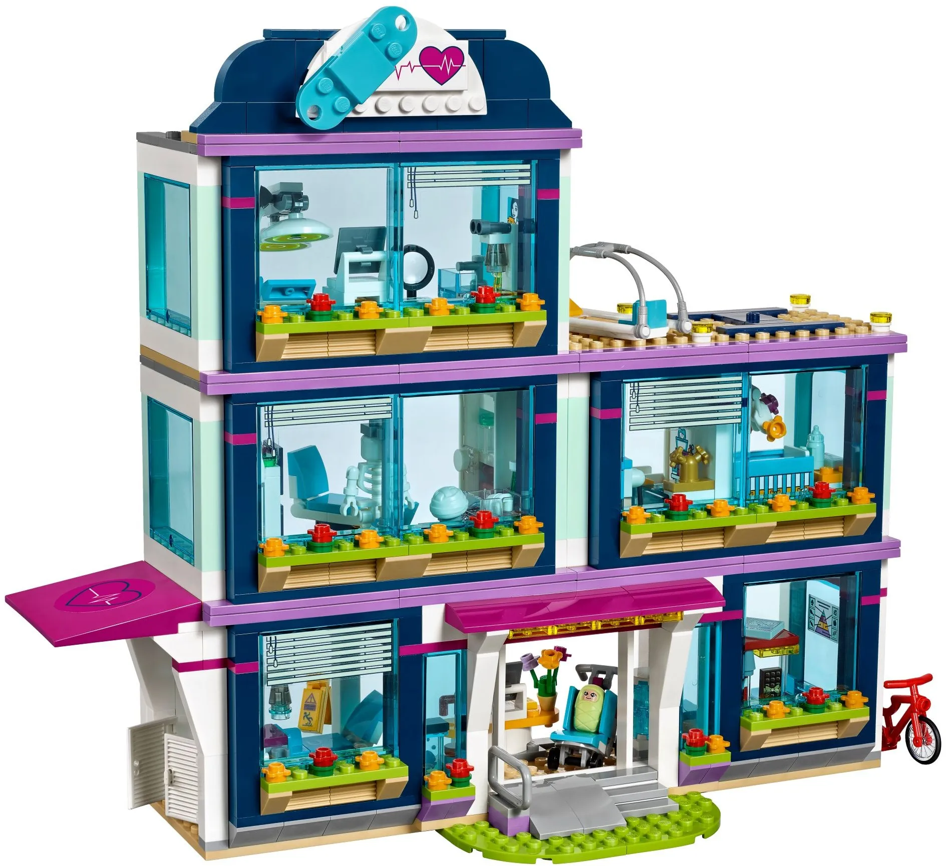 New 887pcs Friends 3-story Modular Hospital Ambulance Helicopter Nursery 41318 Building Blocks Sets Compatible With Model 86021