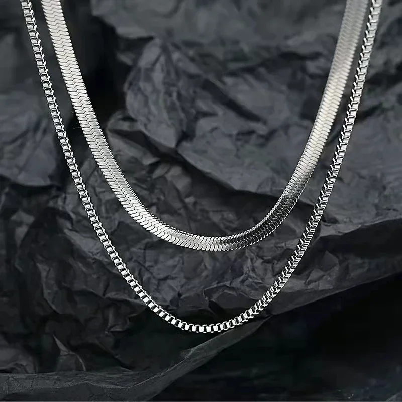 Luxury Designer 925 Sterling Silver Flat Snake Box Chain Necklace for Men Women Wedding Fashion Jewelry Accessories Gifts