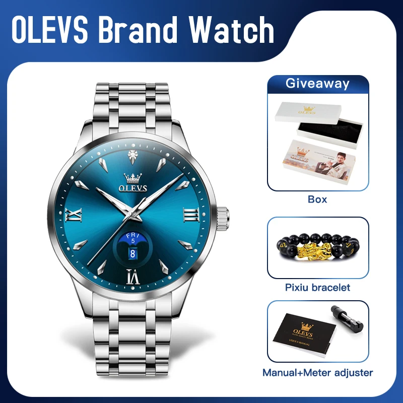 

OLEVS 3646 Mens Watch Original Business Quartz Watch Waterproof Luminous Large Dial Watch For Man Dual Calendar Display Gifts