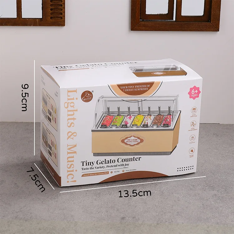 1set Mini Ice Cream Cabinet Ice Cream Vending Machine Model Miniature Supermarket Scene Dessert Diy Dollhouse Decoration Decor