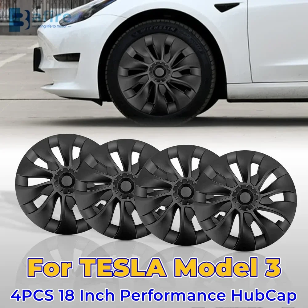 BAFIRE For Model 3 Hubcap 18 Inch 4PCS For  Model 3 Hub Cap Replacement Wheel Caps Protector Cover Model 3 Wheel Cover Kit