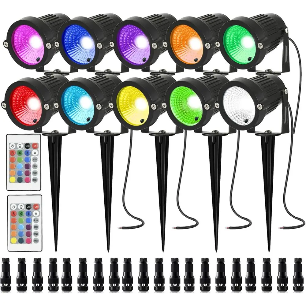 

Светодиодные ландшафтные светильники для Хэллоуина, 5 Вт, водонепроницаемые, для улицы, меняющие цвет, для детей, 10 штук в упаковке, с пультом дистанционного управления, идеально подходят для Рождества