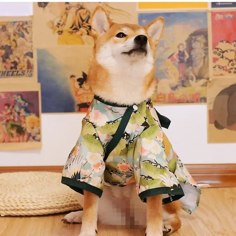 Small-large Dog Clothes Pet Kimono Japanese Style Cat Clothes Corgi Shiba Inu Poodle Puppy Clothes Dogs Accessories