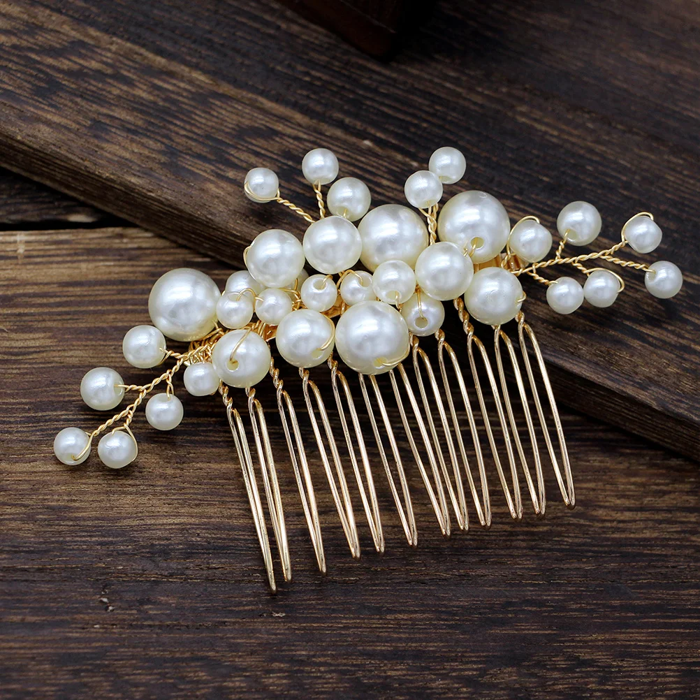 

1Pcs Bridal Headdress Set Premium Pearls Plating Color Exquisite Design for Bride Bridesmaid Party Bridal Headdress