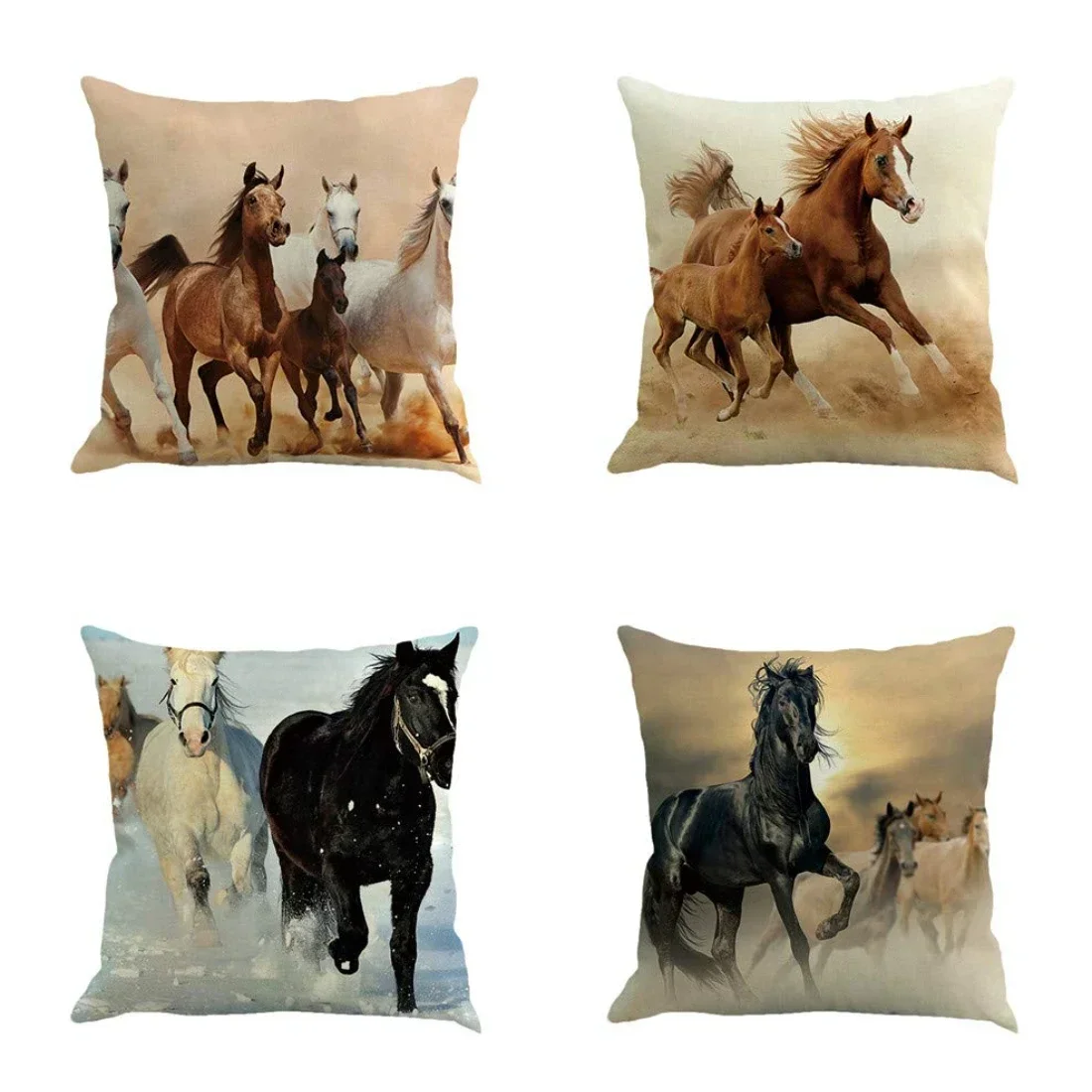 Pony Mustang printed linen pillowcase sofa cushion cover home decoration can be customized for you 40x40 50x50 60x60 45x45