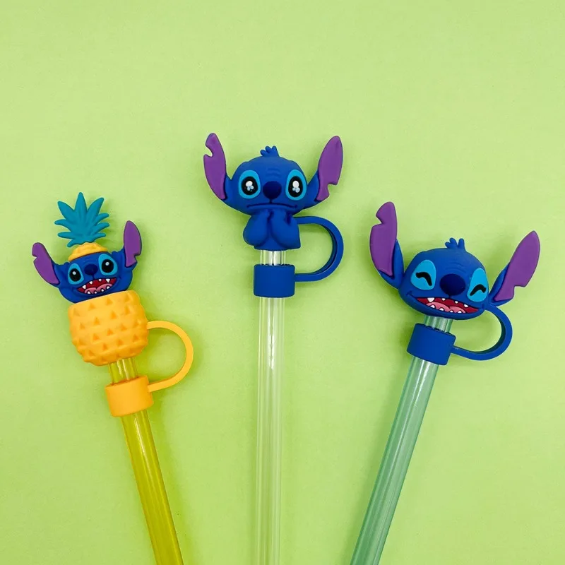 น่ารัก Lilo Stitch straw COVER สำหรับ Stanley แก้วทัมเบลอร์ถ้วยซิลิโคน Kawaii straw toppers Protector Cap สำหรับหลอด10mm