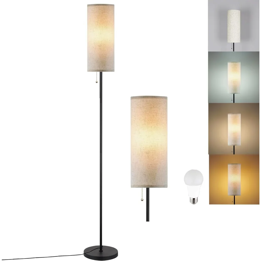 

floor lamp for living room, modern standing lamps with lampshade, minimalist tall lamp with chain switch for living room, led bu