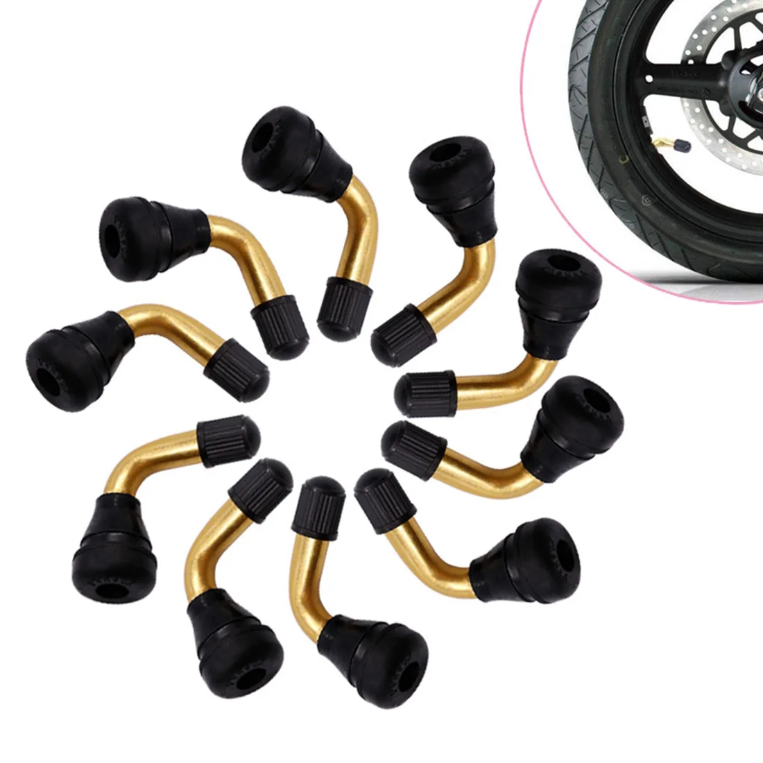 2pcs Motorcycle Tubeless Tire Valve Stems 90 Degrees Pull-In Valve Core Tool for Car Auto Scooter PVR50X PVR60X PVR70X