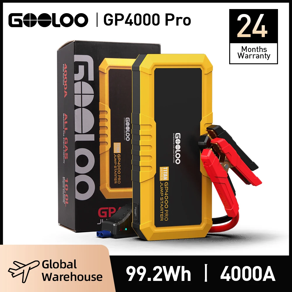 GOOLOO-Batterie Externe de Démarrage 4000A, Dispositif de Démarrage 12V pour Voiture Diesel, 26800mAh