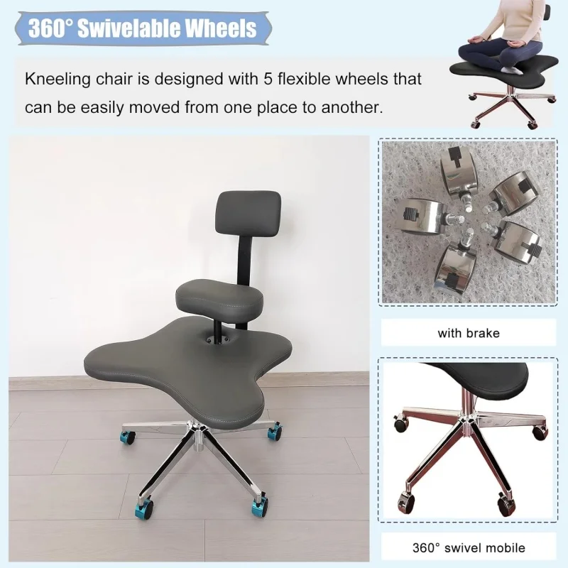 Cross Legged Kneeling Chair with Wheels Home or Office Furniture Versatile Kneeling Chair Height Adjustable Desk Computer Chair