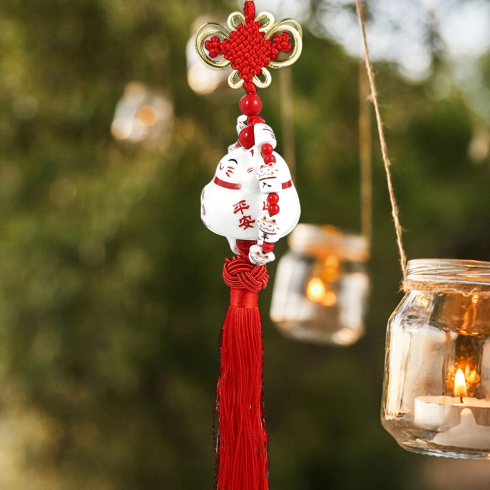 

1Pcs Car Rearview Mirror Cat Ornament Ceramic Pendant Hanging Decor for Vehicle Interior Cat Car Ornament