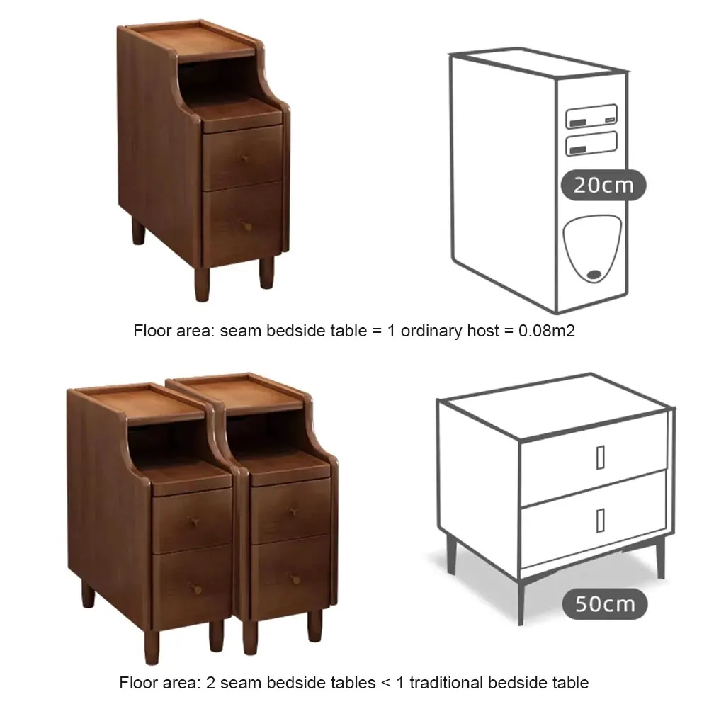 

Тумбочка из массива дерева с двумя ящиками, простой декоративный столик, прикроватная тумбочка для хранения, небольшой шкаф для домашней спальни