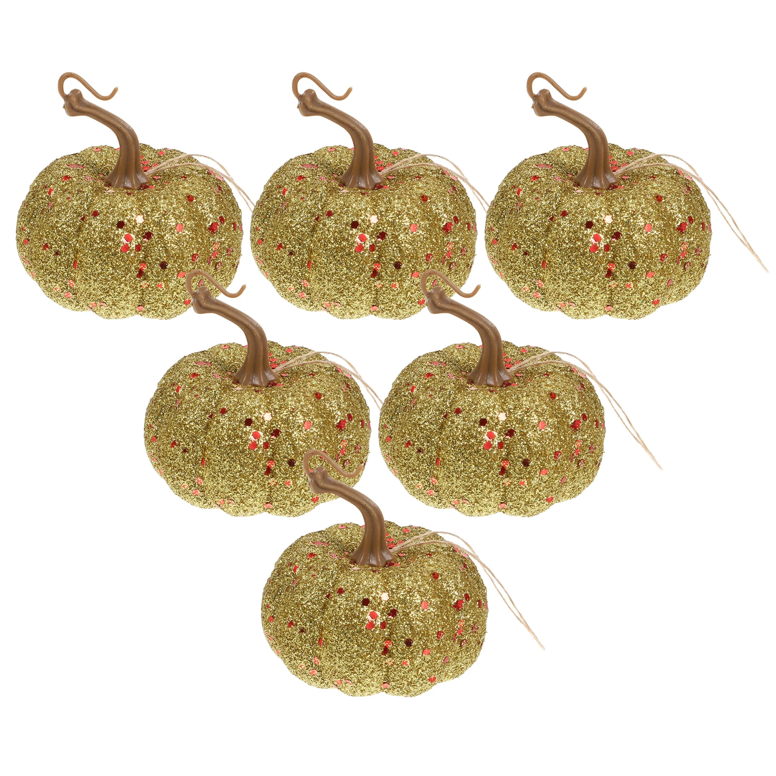 

6 Pcs Glitter Foam Pumpkins Halloween Decorations Realistic Lightweight Hanging Kitchen Shelf Fall Centerpieces Simulation