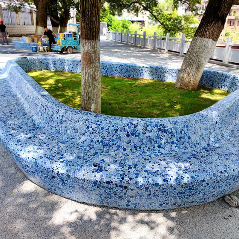 30X30Cm السيراميك حصاة فسيفساء البلاط المضادة للانزلاق مقاوم للماء للحمامات سبا حمامات جدار الطابق ديكور الأزرق الأبيض بلاط ورقة