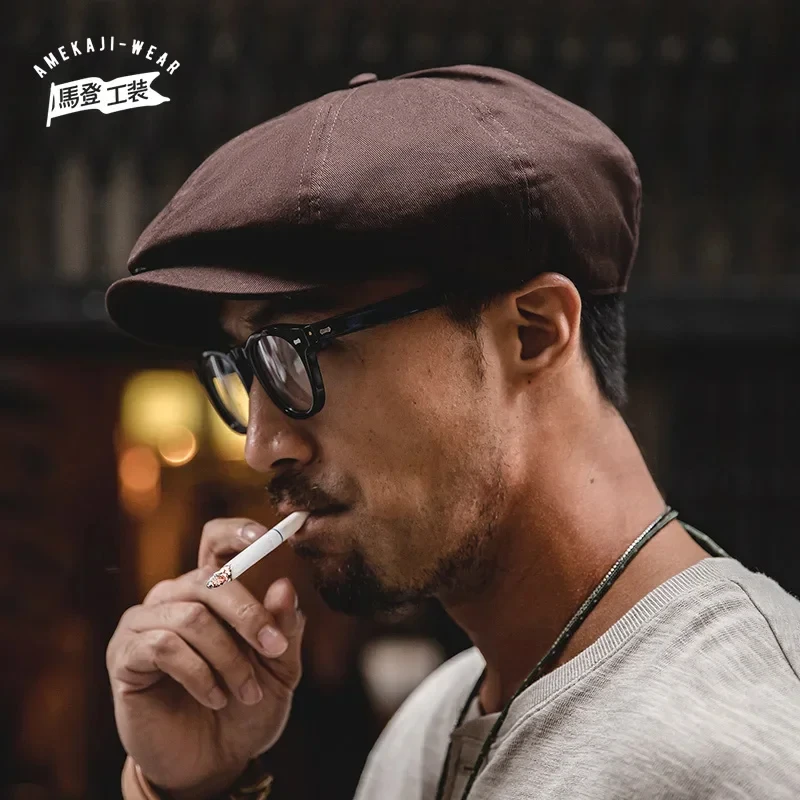 Maden Men's Casual Newsboy Hat Retro Beret Painter Cap Peaky Blinder Wild Casual Octagonal Cap Baseball Coffee Fashion