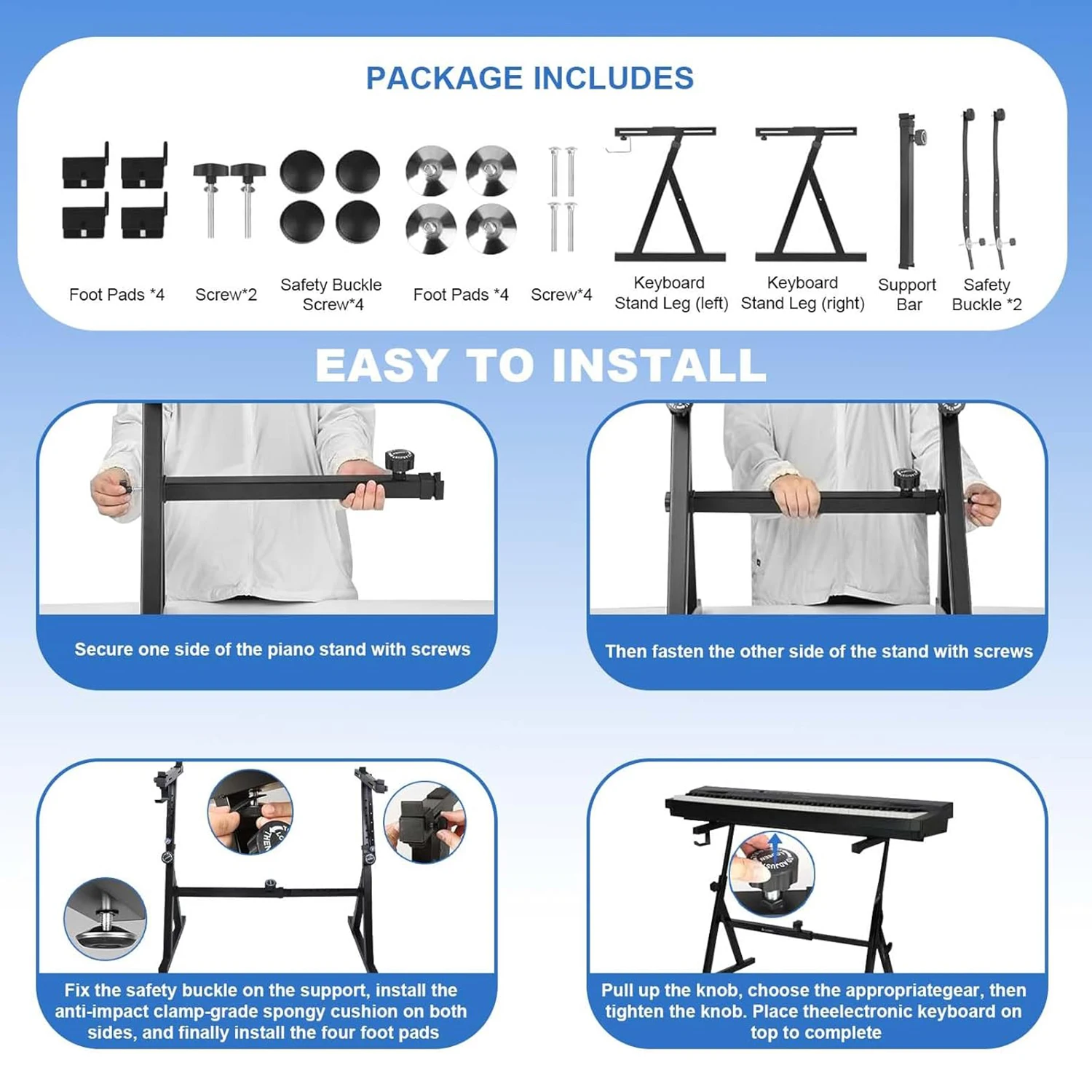 Keyboard Stand Piano Duty Stand Z-Style Adjustable Stand Keyboard