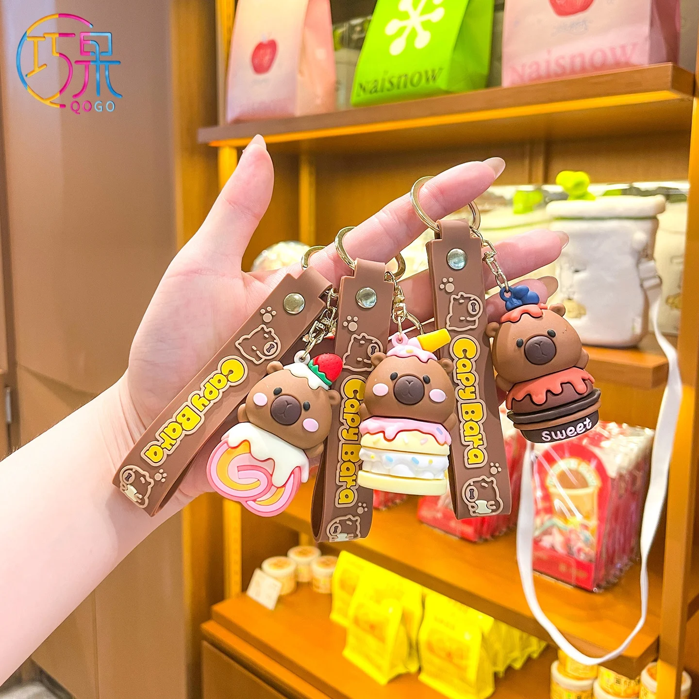 1pc creative fun exquisite dessert cake swiss roll honey jar Capibala keychain zoo souvenir backpack accessories pendant gifts